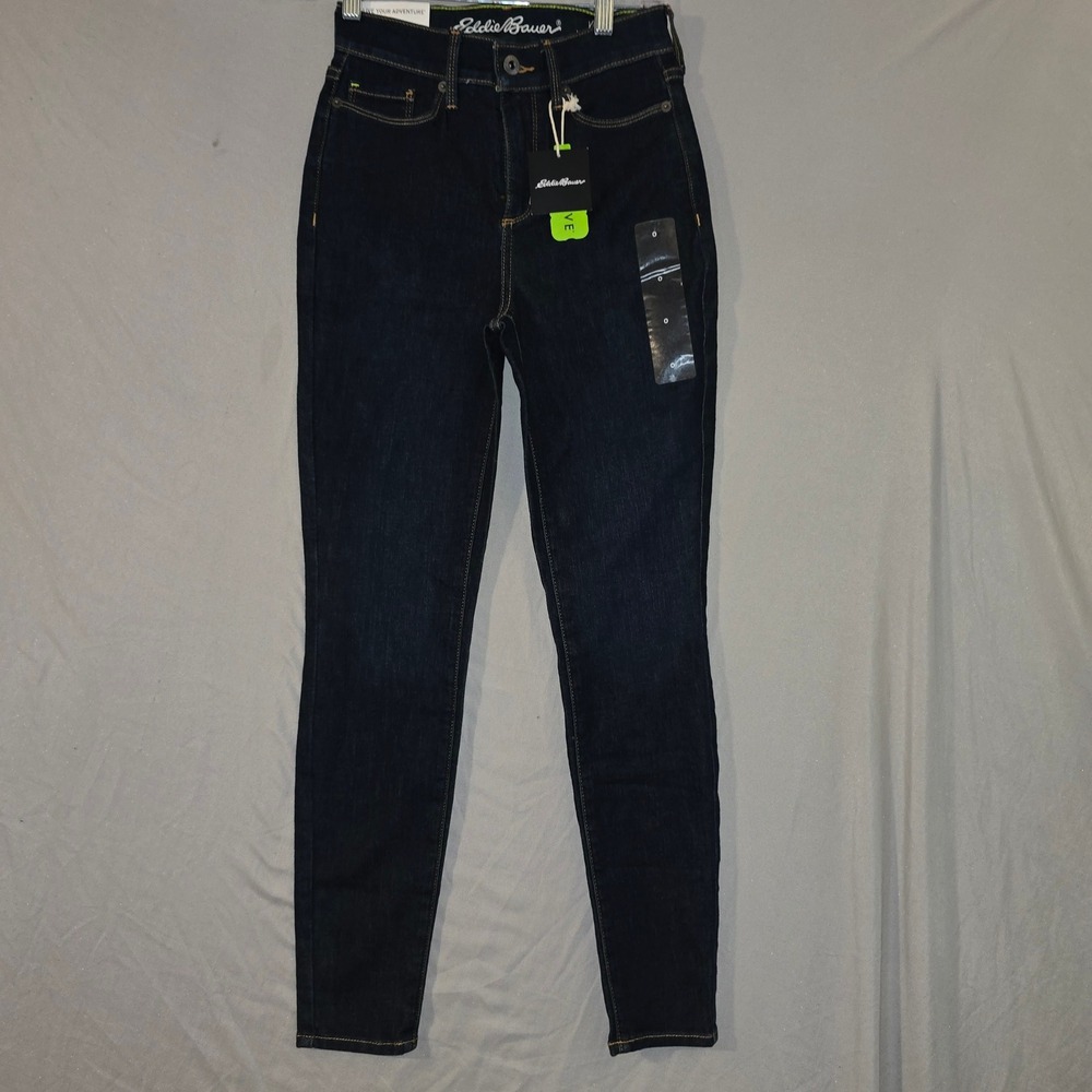 Eddie Bauer Voyager Jeans 0 Womens Indigo High Rise Skinny Stretch Denim